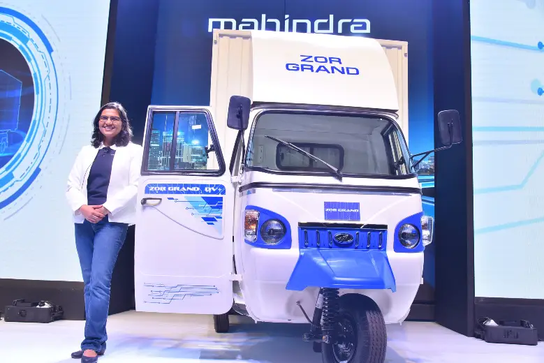 Mahindra Electric CEO Suman Mishra with the Zor Grand.