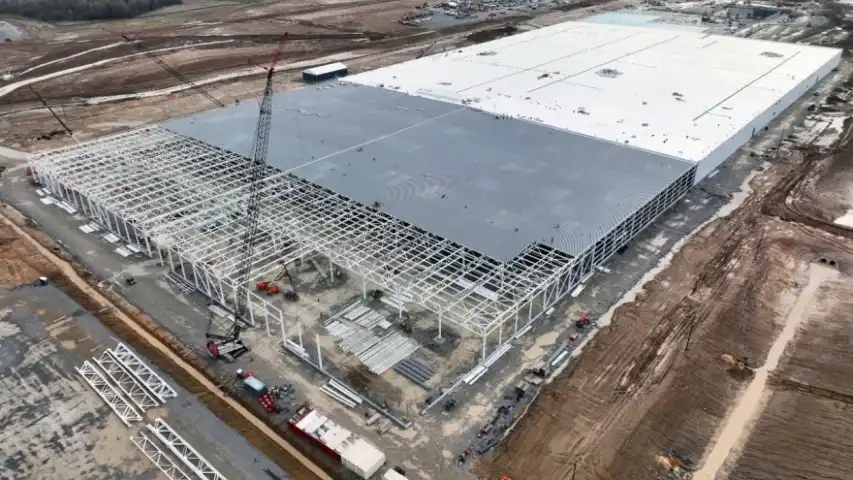 The BlueOval City manufacturing plant under construction, where production of the next Ford electric truck, Project T3, short for "Trust The Truck," will begin in 2025.